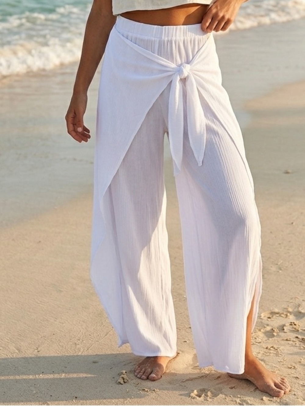 SERRA Wide-Leg Beach Pant L White NWOT